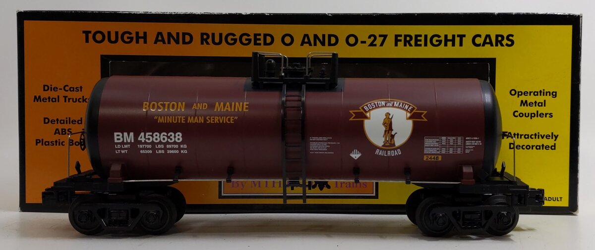 MTH 30-73262 O Gauge Boston & Maine Modern Tank Car #458638