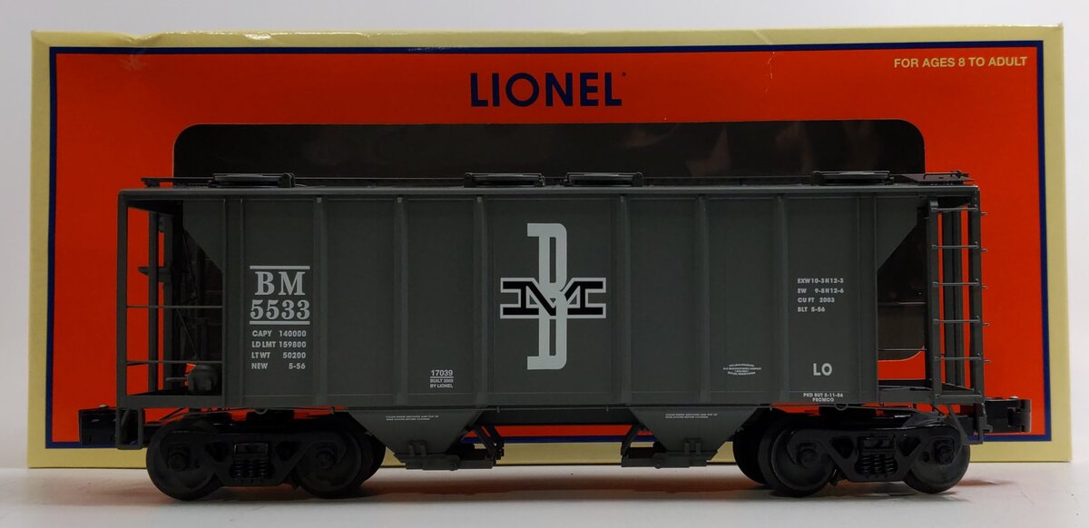 Lionel 6-17039 O Gauge Boston & Maine PS-2 Hopper #5533
