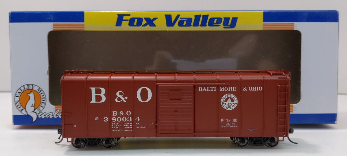 Fox Valley Models 30348 HO Baltimore & Ohio Wagontop Young Door Boxcar #380034