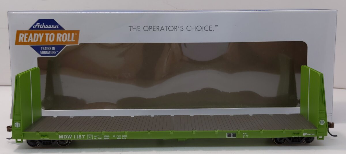 Athearn 90237 HO Minnesota, Dakota & Western RTR 60' Bulkhead Flat #1187