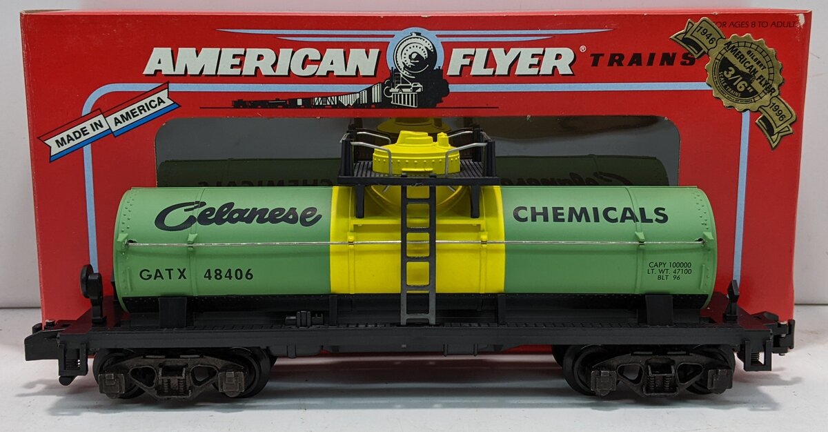 American Flyer 6-48406 S Gauge Celanese Chemicals Single Dome Tank Car #48406