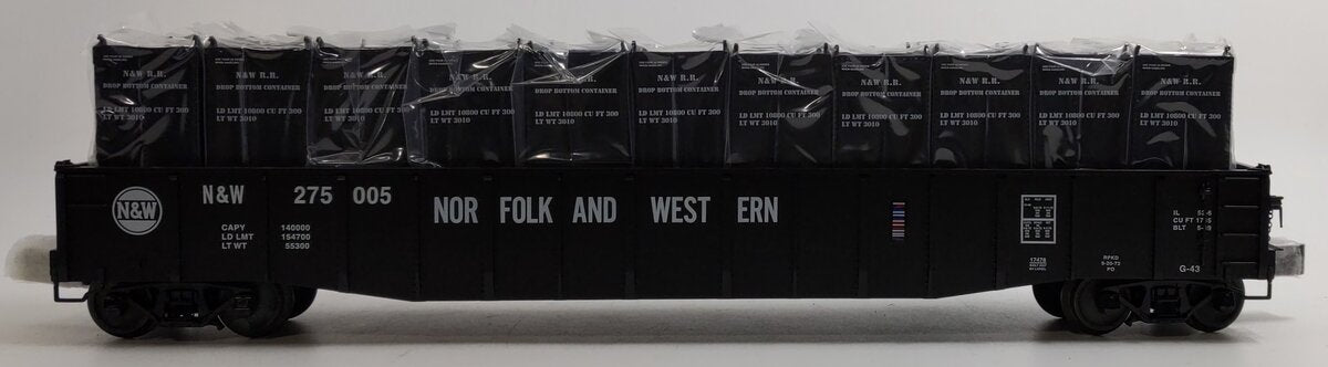 Lionel 6-17478 O Norfolk & Western PS5 Gondola #275005 w/Removable Containers