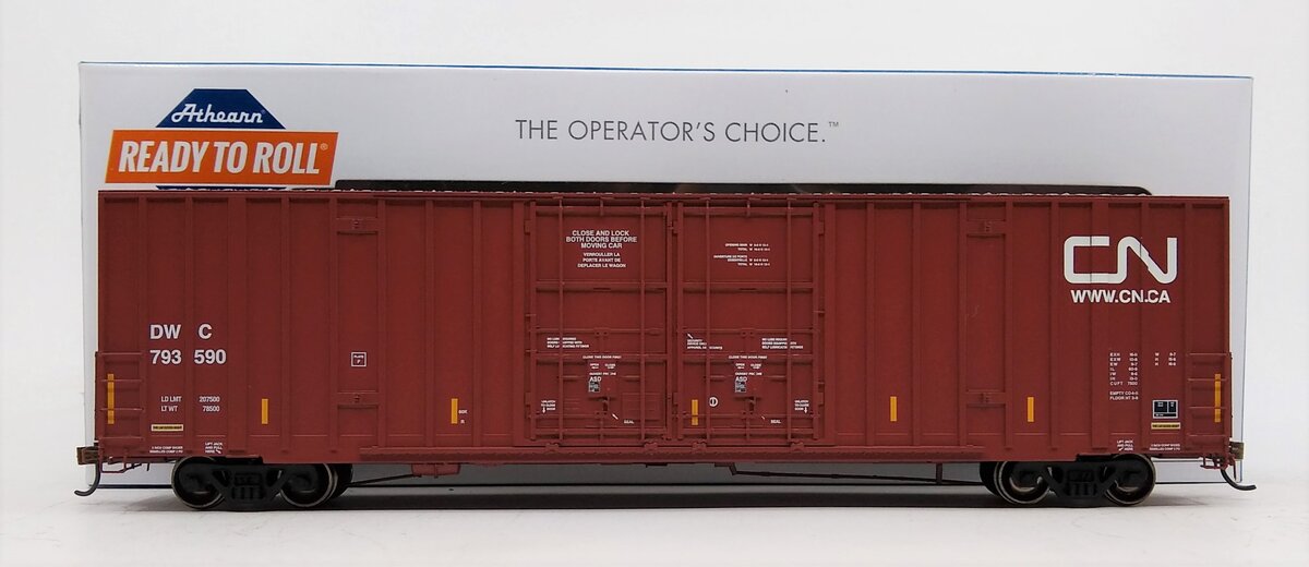 Athearn 75080 HO Scale CN/DWC 60' Gunderson Double Door Boxcar #793590