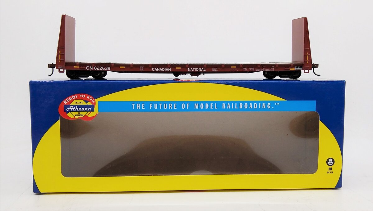 Athearn 87732 HO Canadian National 60' Bulkhead Flat Car RTR #622639