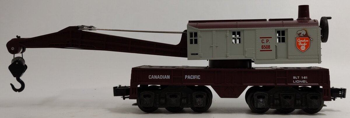 Lionel 6-6508 O Gauge Canadian Pacific 12-Wheel Crane Car