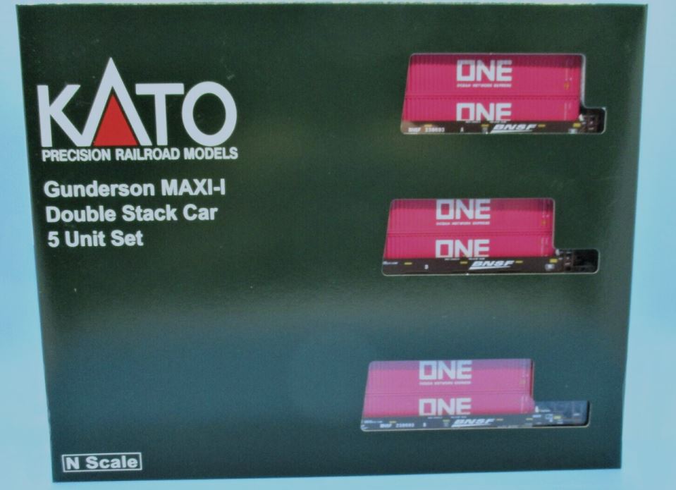 Kato 106-6194 N BNSF Maxi-I Double Stack Car w/ONE Container (Set of 5)