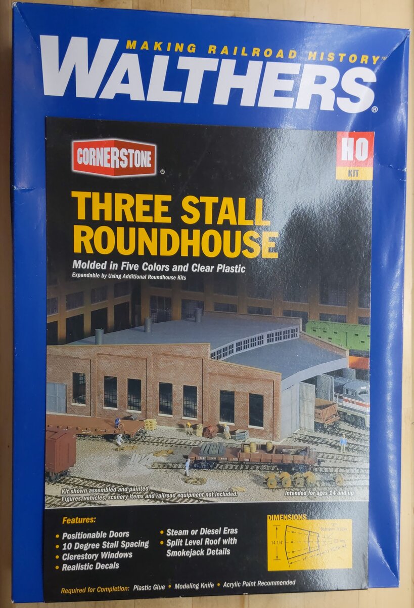 Walthers 933-3041 HO Scale Three Stall Roundhouse Building Kit