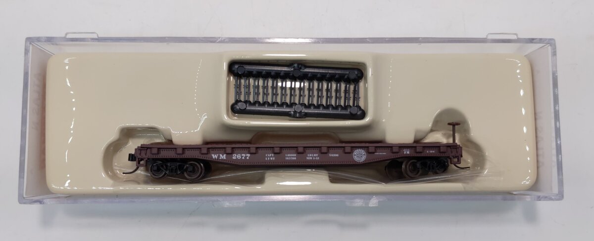 Atlas 38195A N Scale Western Maryland 50' Flatcar w/Stakes #2677