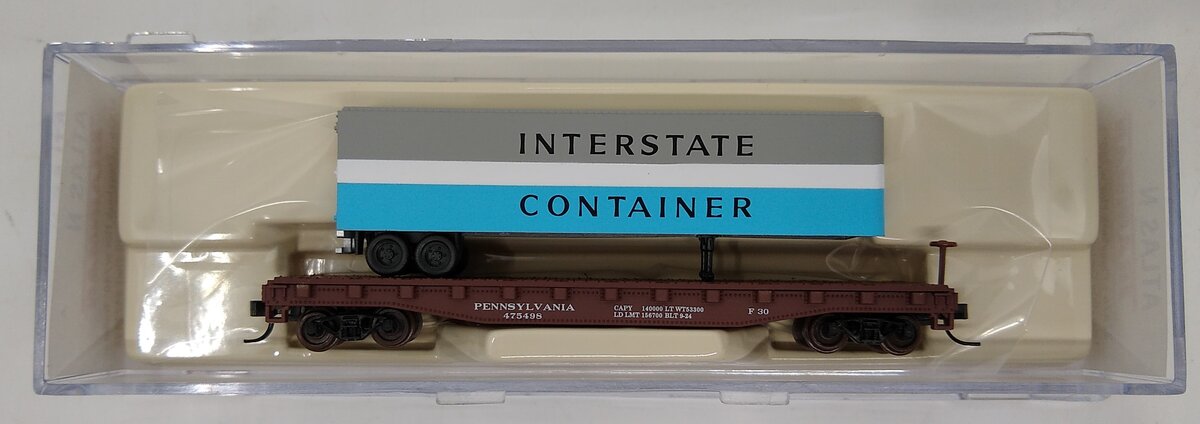 Atlas 37826 N Scale PRR 50' Flatcar w/40' Interstate Container Trailer #475498