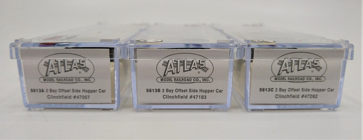 Atlas 5613 N Scale Clinchfield 2-Bay Offset Side Hopper Cars (Set of 3)