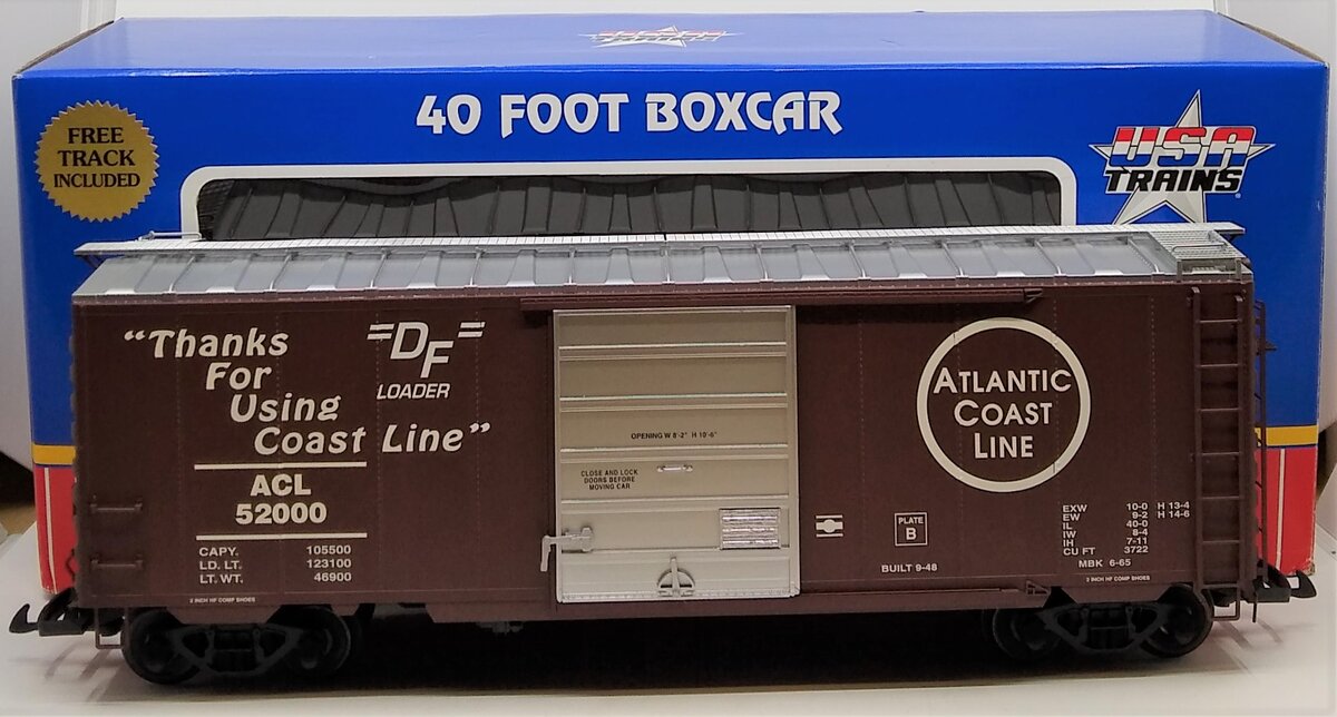 USA Trains R19211B G Atlantic Coast Line 40 Ft. PS-1 Simulated Steel Box Car