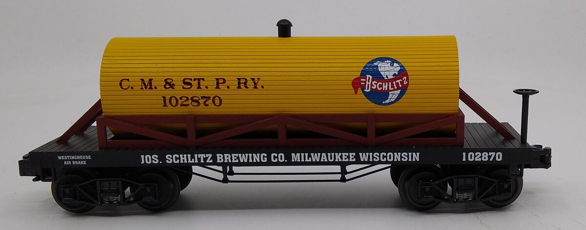 MTH 30-73252 O Gauge Schlitz Brewing 19th Century Wooden Tank Car #102870