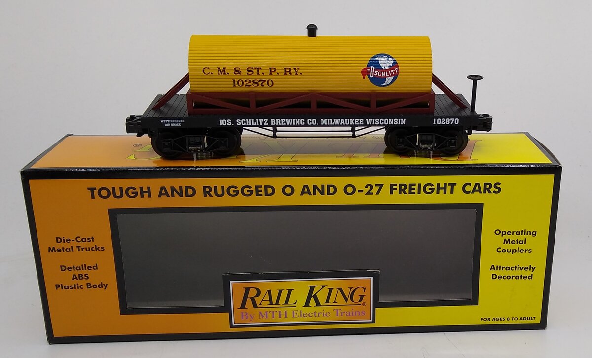 MTH 30-73252 O Gauge Schlitz Brewing 19th Century Wooden Tank Car #102870