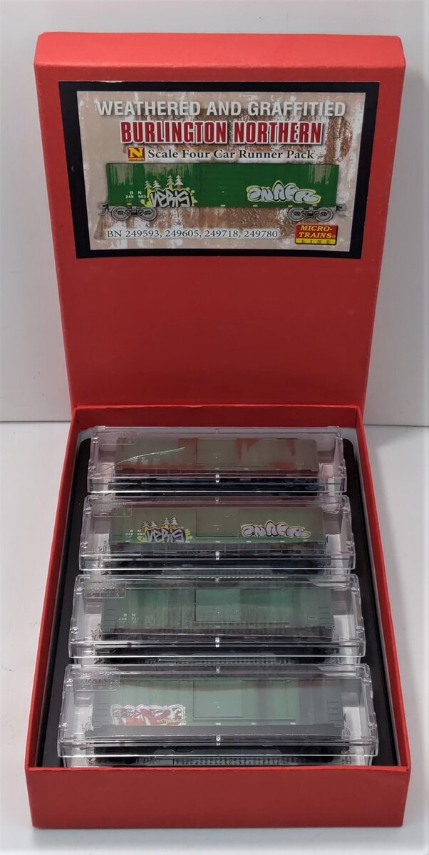 Micro-Trains 99305090 N BN Weathered 50' Rib-Side Single-Door Boxcar (Set of 4)