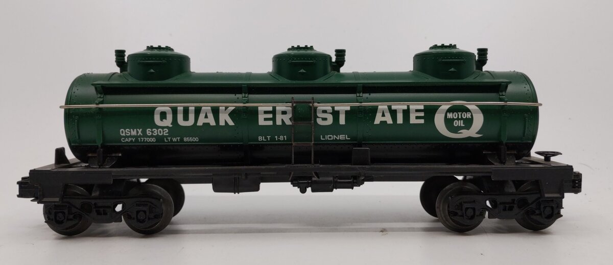 Lionel 6-6302 O Gauge Quaker State Triple Dome Tank Car