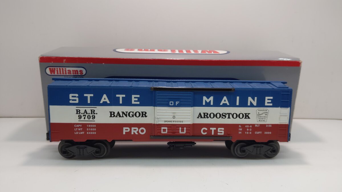 Williams 47049 O Bangor & Aroostook 40' 3-Rail Steel Boxcar #9709