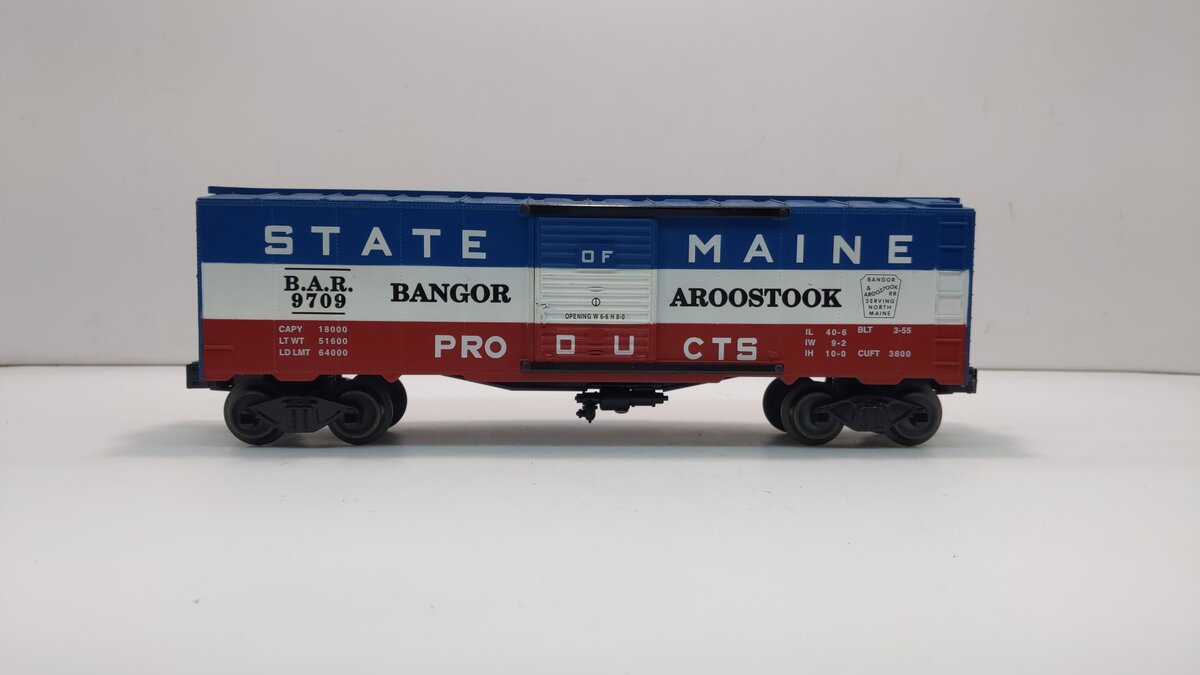 Williams 47049 O Bangor & Aroostook 40' 3-Rail Steel Boxcar #9709