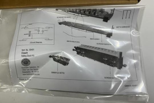 Bachmann 89491 G Scale Jackson Sharp Passenger Car Coach Kit with Lights