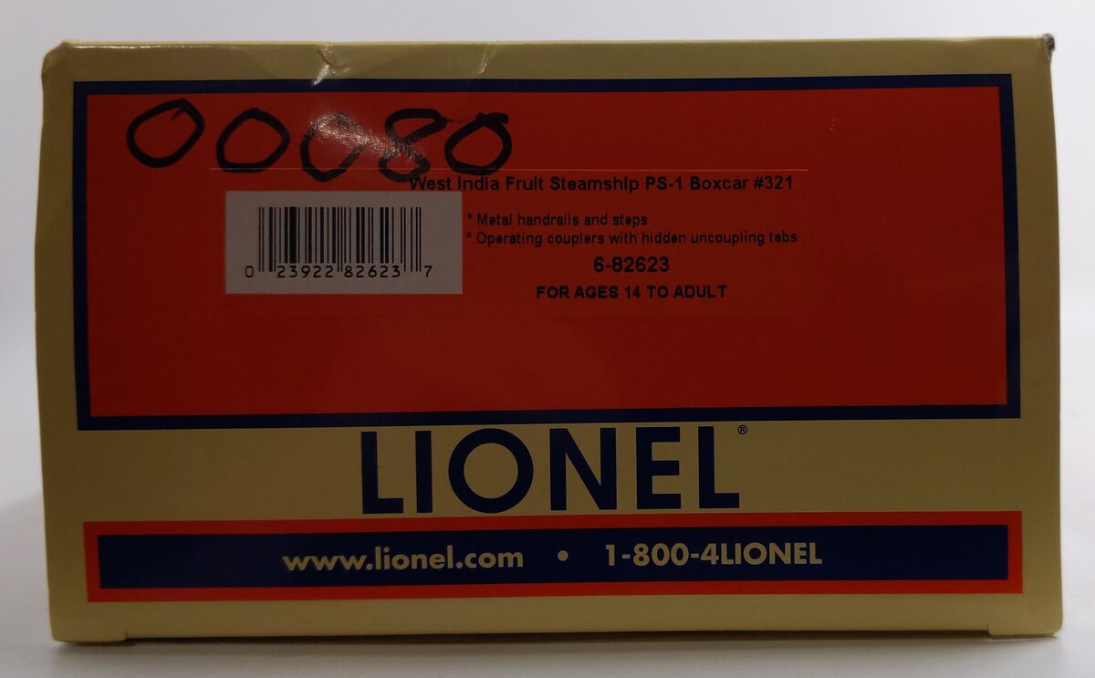 Lionel 6-82623 O Gauge West India Fruit Steamship Company PS-1 Boxcar #321