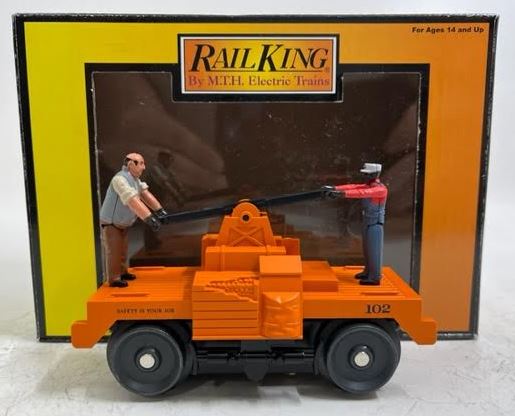 MTH 30-2547 O Gauge Maintenance Of Way - Orange Operating Hand Car