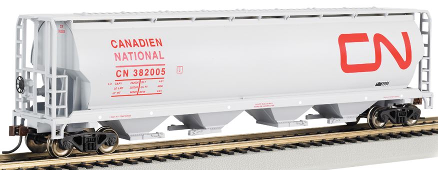 Bachmann 19113 HO Scale Canadian National 4 Bay Cylindrical Grain Hopper #382005