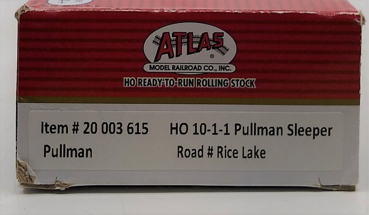 Atlas 20003615 HO Pullman "Rice Lake" 10-1-1 Sleeper Car