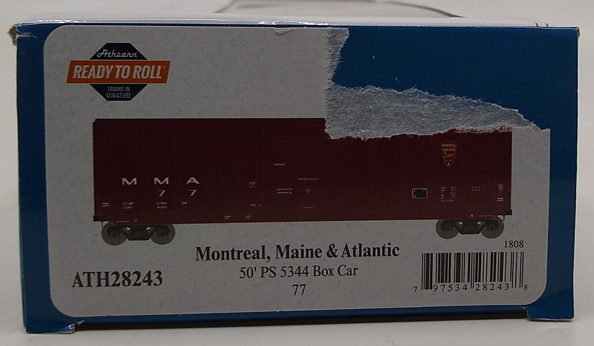 Athearn 28243 HO Montreal, Maine & Atlantic Railway RTR 50' PS 5344 Boxcar #77