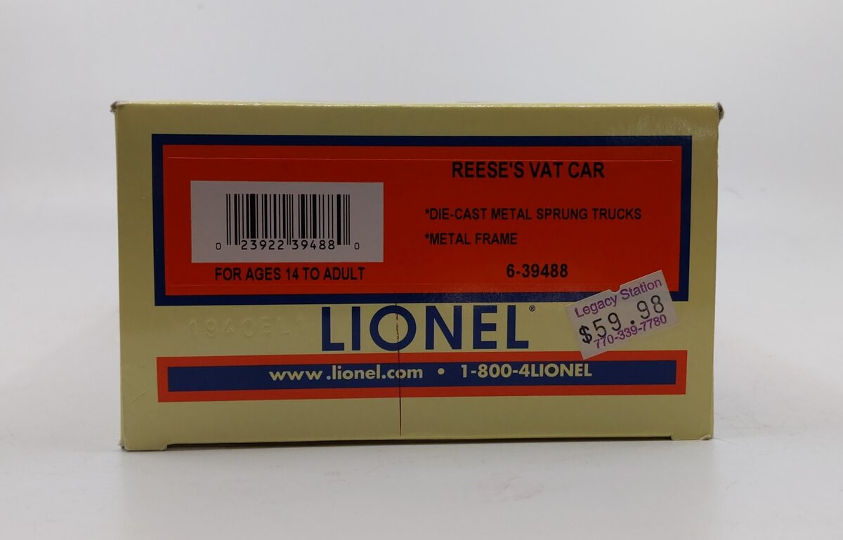 Lionel 6-39488 O Gauge Hershey's Reeses Vat Car #39488