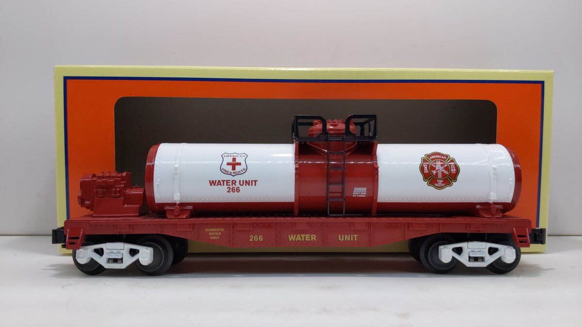 Lionel 6-26600 O American Fire and Rescue Flatcar w/Water Tank