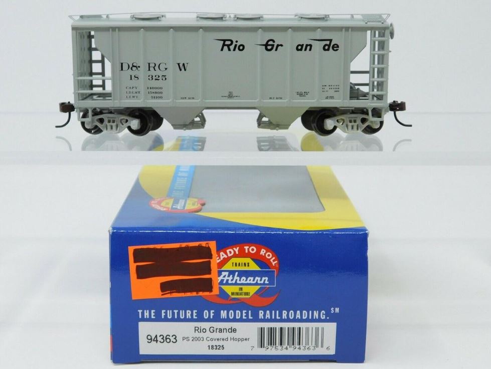 Athearn 94363 D&RGW 34'''' PS2 2003 2-Bay Covered Hopper #18325