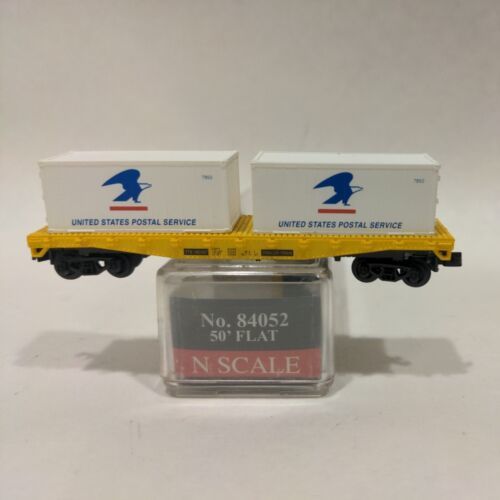 Model Power 84052 N Scale US Mail 50' Flat w/ Containers