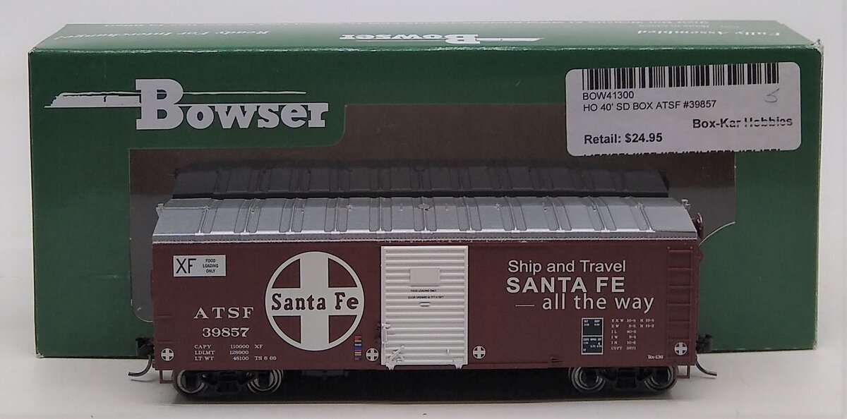Bowser 41300 HO Atchison, Topeka and Santa Fe 40' Steel Side Box Car #39857
