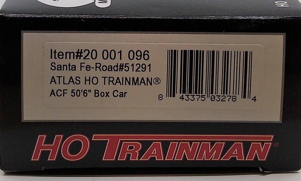 Atlas 20001096 TrainMan HO Scale Santa Fe 50' 6" Box Car #51291