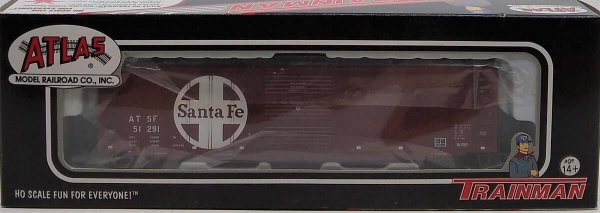 Atlas 20001096 TrainMan HO Scale Santa Fe 50' 6" Box Car #51291
