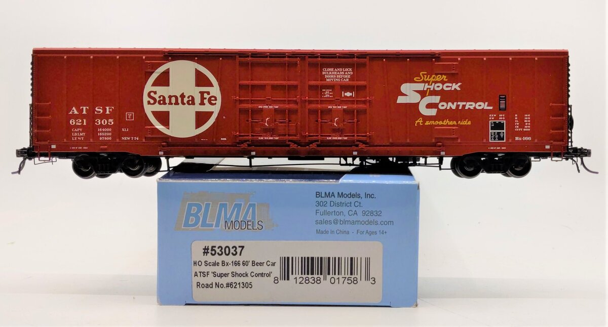 BLMA Models 53037 HO Scale ATSF 'Super Shock Control' 60' Beer Car #621305