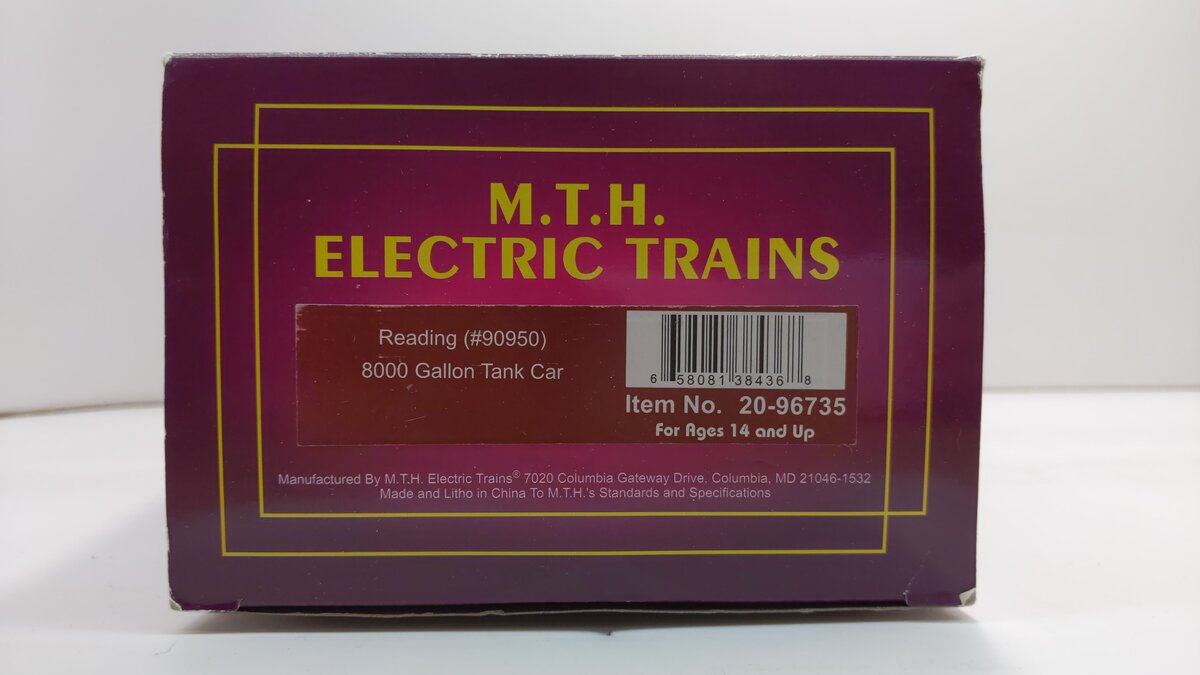 MTH 20-96735 O Reading Premier 8000 Gallon Tank Car