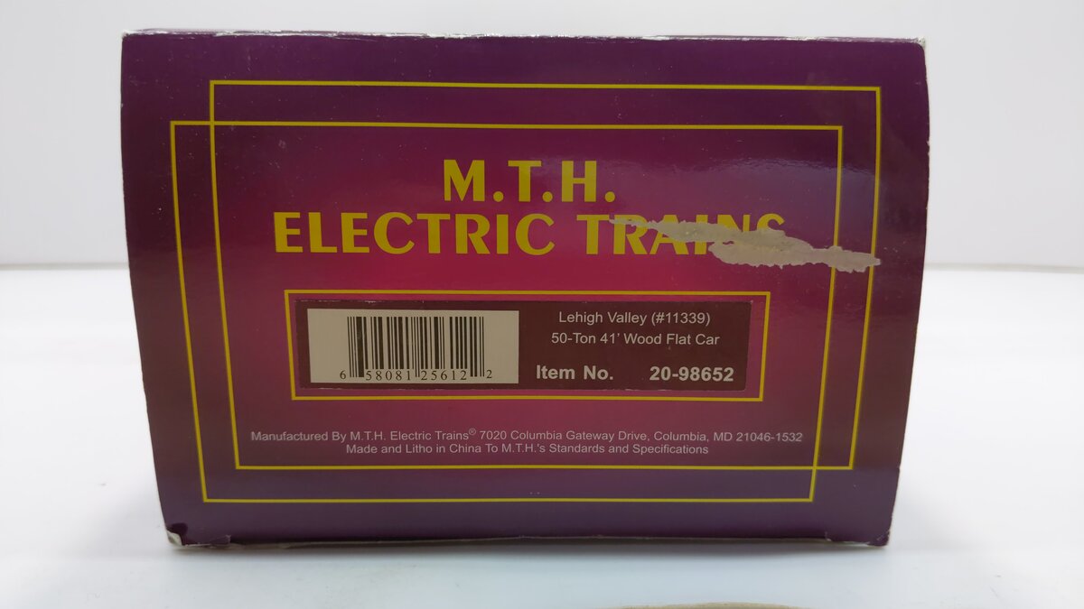 MTH 20-98652 O Lehigh Valley 50-Ton 41’ Wood Flat Car #11327