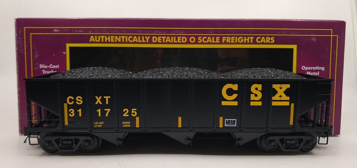 MTH 20-97738 O CSX 70-ton 3-Bay Hopper w/ Coal Load #311725
