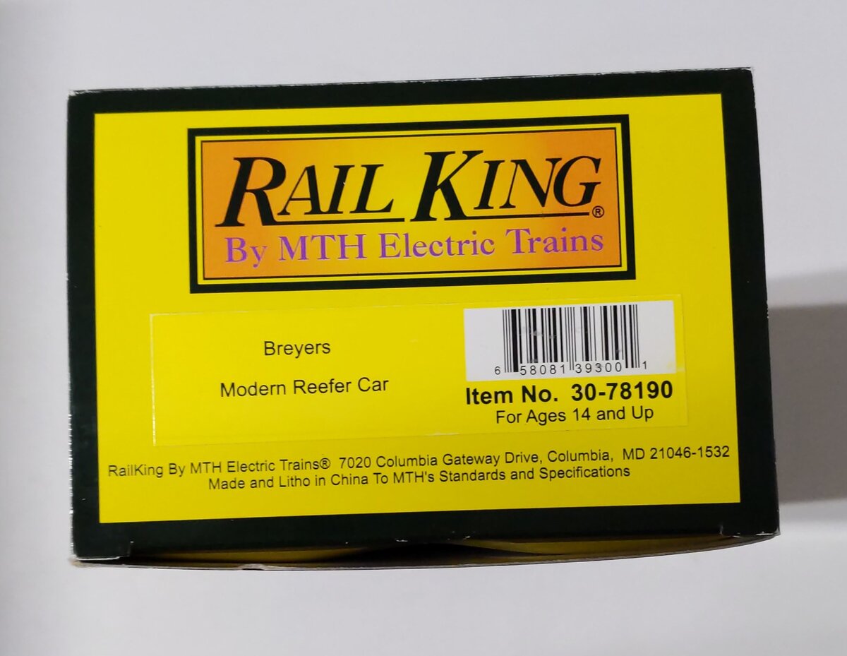 MTH 30-78190 O Breyers RailKing Modern Reefer Car #1096