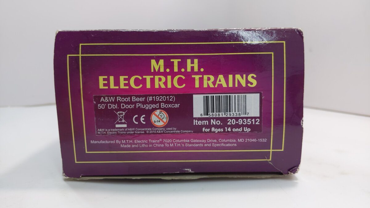 MTH 20-93512 A&W Rootbeer 50' Double Door Plugged Boxcar