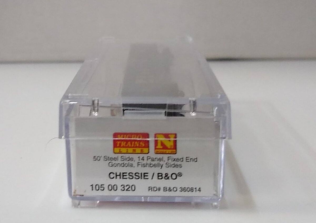 Micro-Trains 10500320 N B&O 50' 14 Panel Steel Fishbelly Side Gondola #360814