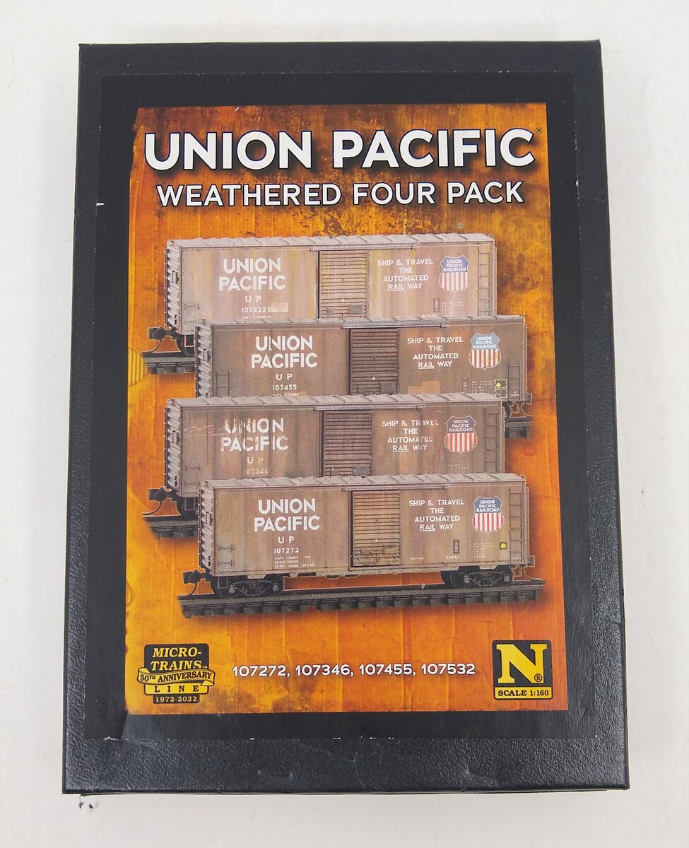 Micro-Trains 99306002 N Union Pacific 40' Weathered Boxcar (Pack of 4)