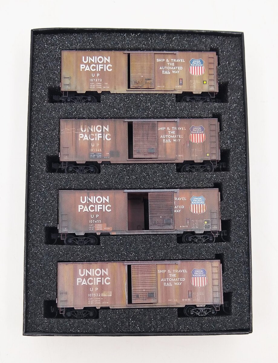 Micro-Trains 99306002 N Union Pacific 40' Weathered Boxcar (Pack of 4)
