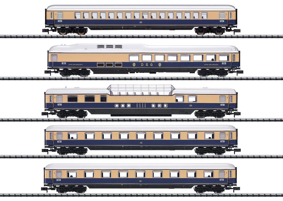 Trix 15870 N DB "Rheingold '62" Express Train Passenger Car Set (Set of 5)