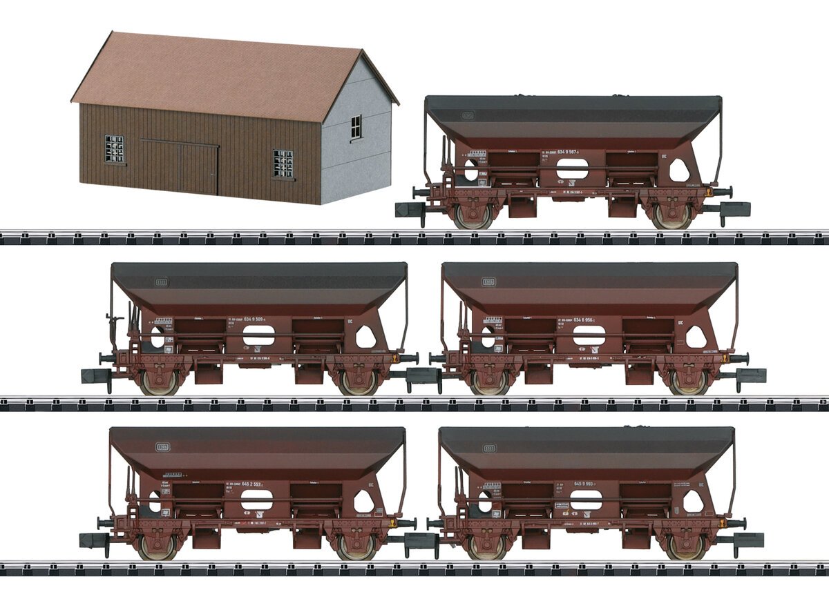Trix 15536 N DB Type Fcs 090/092 Hopper Car Set w/Building Kit (Set of 5)