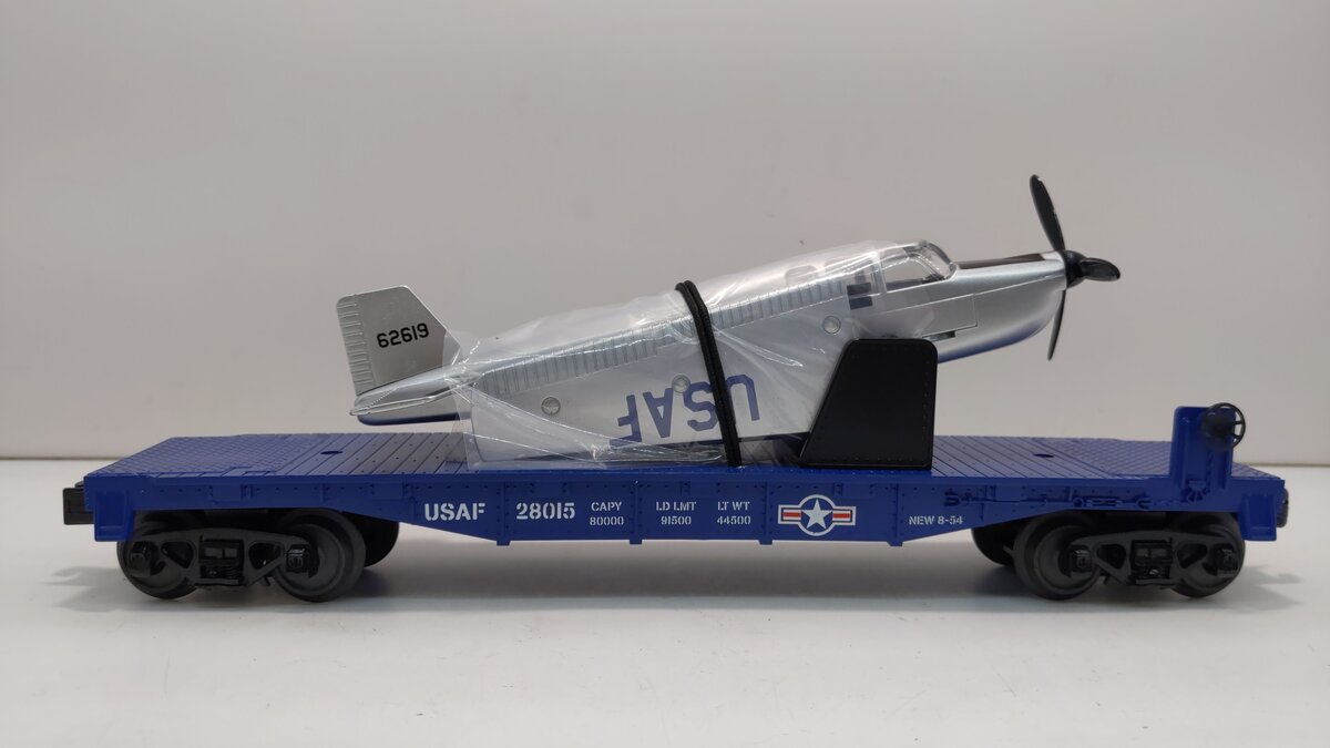 MTH 30-76764 O U.S. Airforce RailKing Flatcar with Airplane #28015