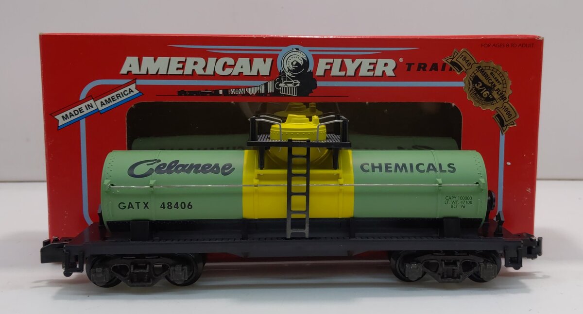 American Flyer 6-48406 S Gauge Celanese Chemicals Single Dome Tank Car #48406
