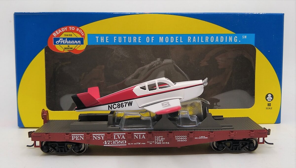 Athearn 96331 HO Pennsylvania 40' Flat w/Red Plane #473589