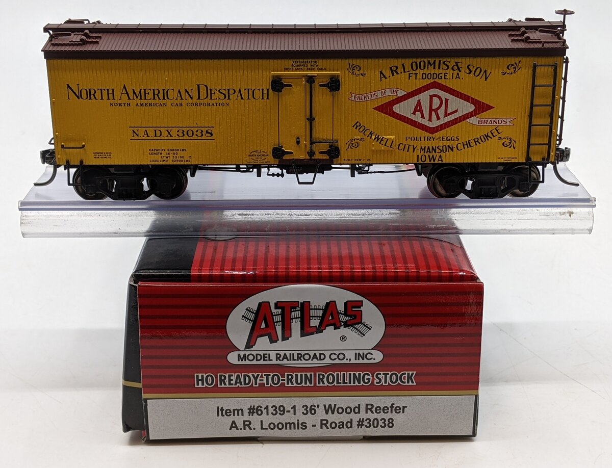 Atlas 61391 HO Scale A.R.Loomis 36'Wood Reefer Car #3038