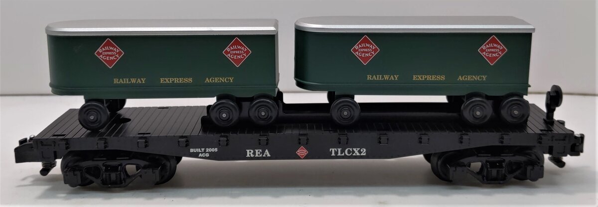American Flyer 6-48539 S Gauge REA Flatcar w/ Piggyback Trailers